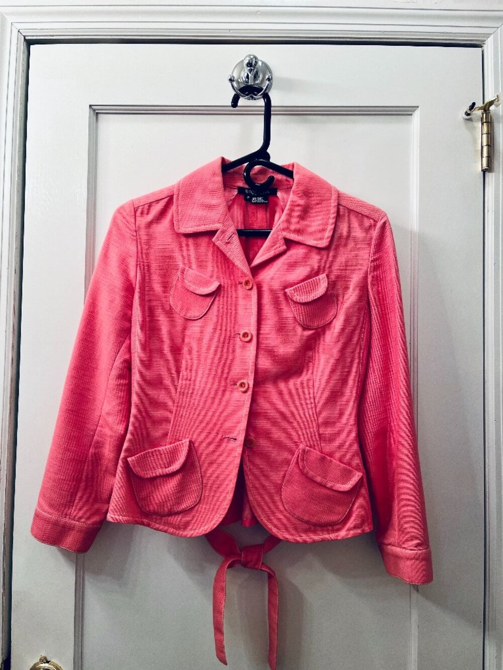 Pink cotton, nylon & linen blend blazer; size 2 by Etcetera; beautiful detail